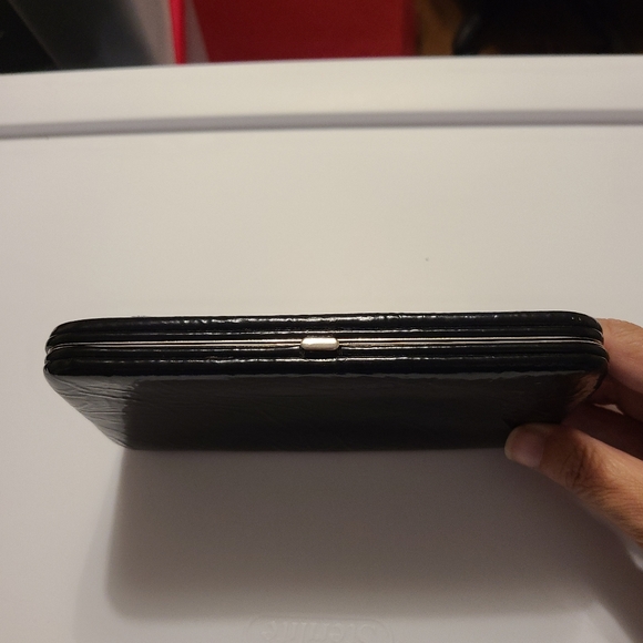 Slim Black Clutch Faux Leather Flat Wallet - Picture 2 of 11